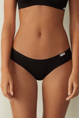 Black Intimissimi Cotton Panties | CANEJ98735